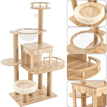 Cat Tree House Multi-Level Cat Tree House Condo with Hammock & Toys